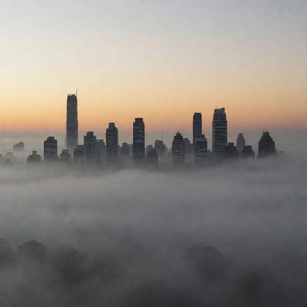 Skyline de Buenos Aires envuelto en niebla matutina