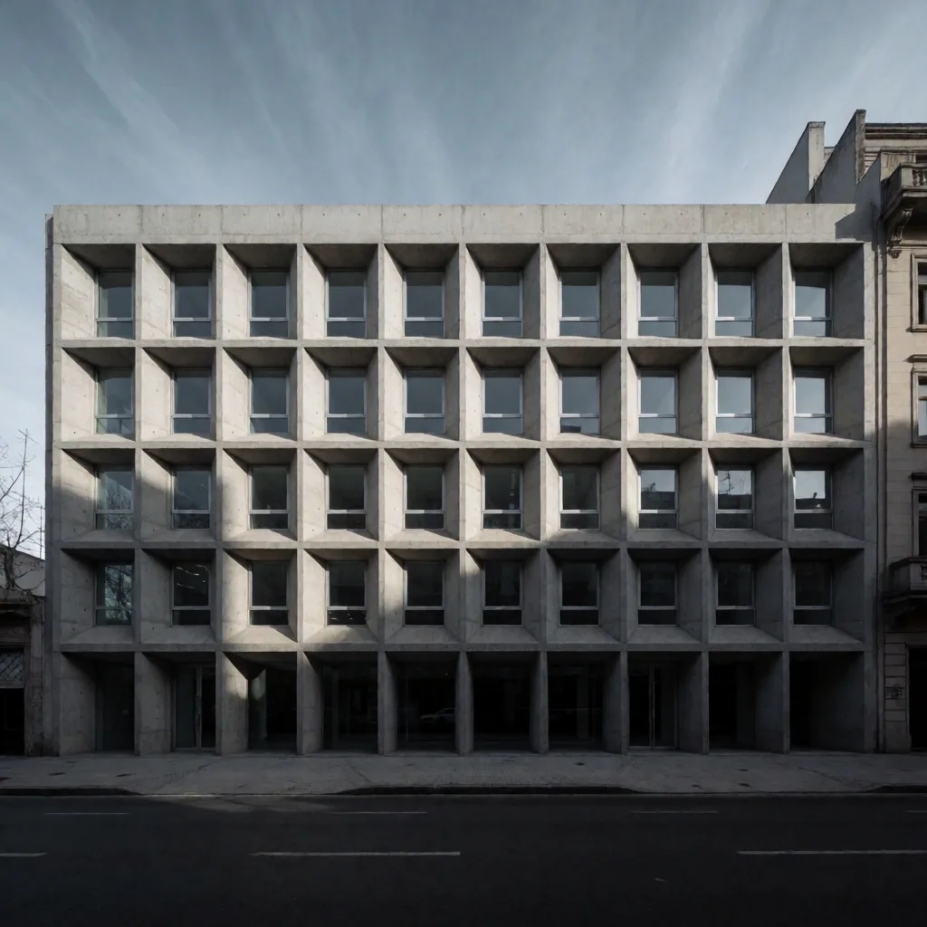 Arquitectura modernista de Buenos Aires al atardecer